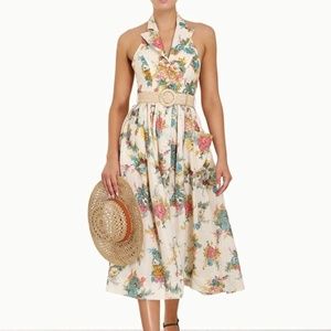Zimmermann Clover Halter Floral Midi Dress